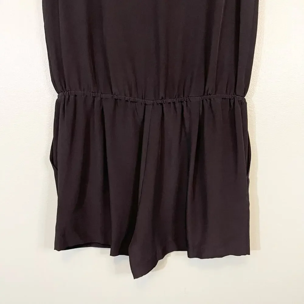 Rebecca Minkoff Romper 10 Black Mara Jumpsuit Short Silk Sleeveless V-Neck NWT - Picture 9 of 11